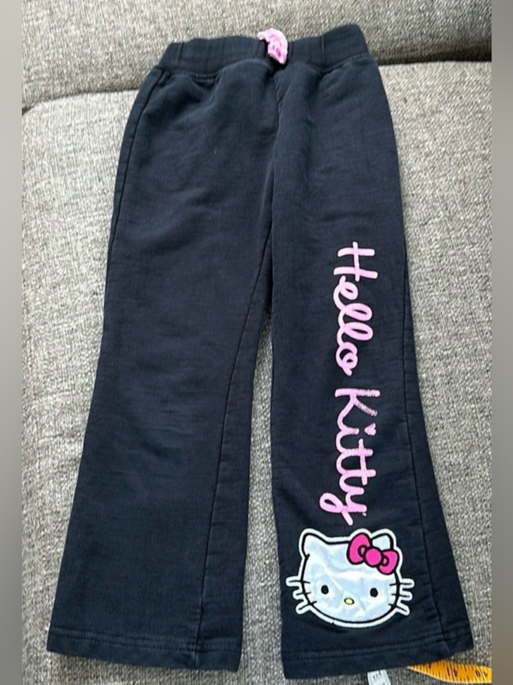 Sanrio Hello Kitty Girls Black Sweatpants Pink Spellout Graphic Size 6 Kitty 🐱